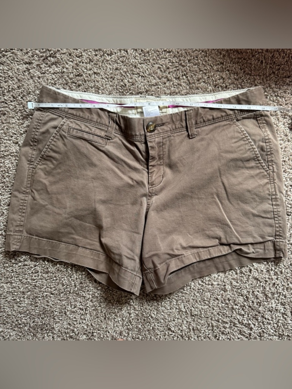 Y2K 2010 Old Navy Perfect 5” Chino Shorts in Dark Tan Brown Low Waist Size 12 - Picture 7 of 8